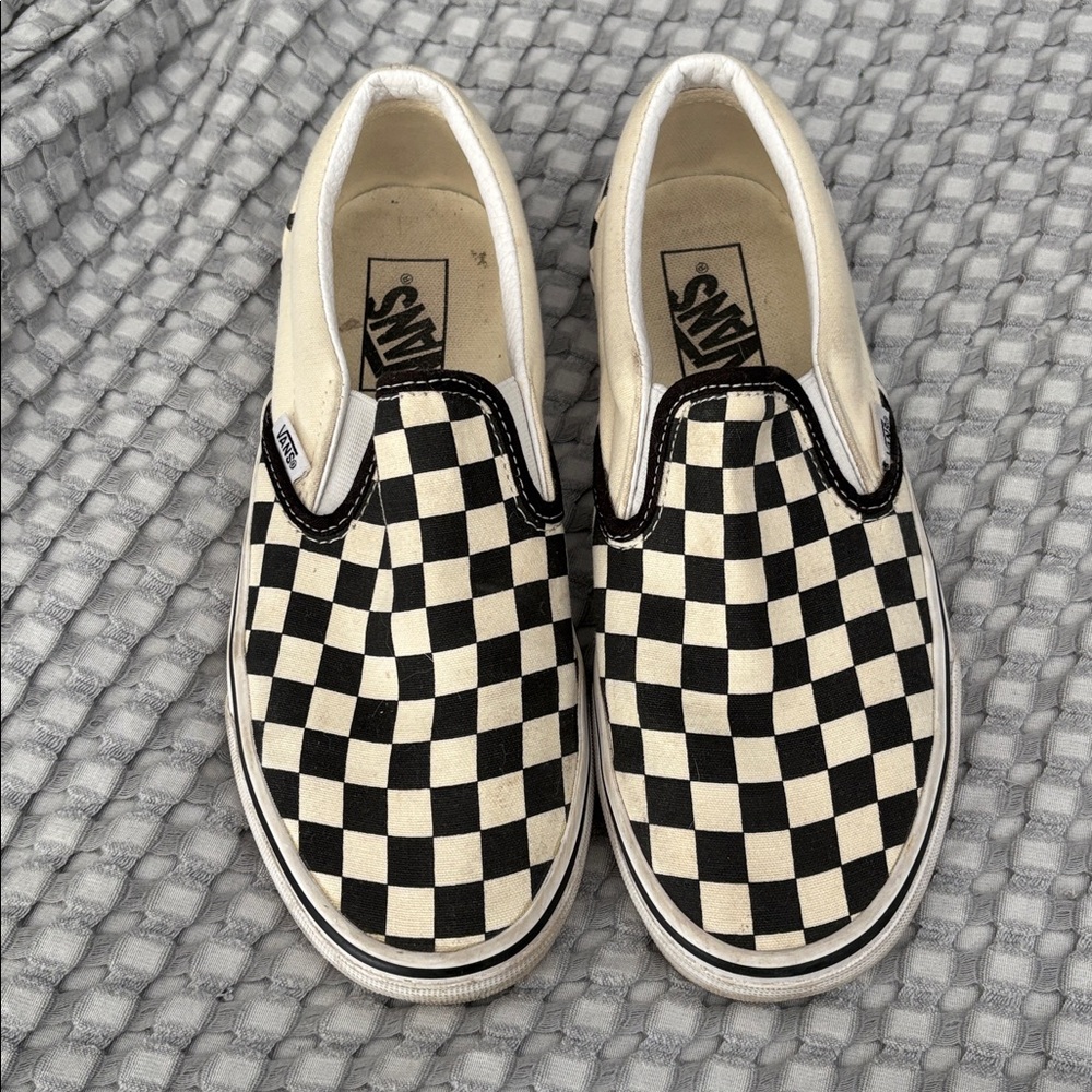 Vans Black and White Checkerboard Slip-Ons